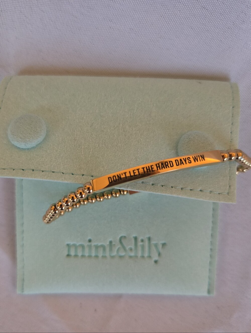 Mint & Lily "Don't Let The Hard Days Win" Gold Beaded Bracelet